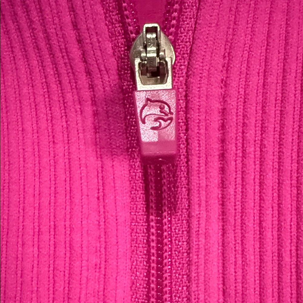 💖 OQQ Women’s Ribbed Zip Front Bodysuit Small Hot Pink Long Sleeve - Picture 4 of 12